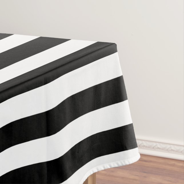 Tablecloth-Black & White Stripes Tablecloth (In Situ)