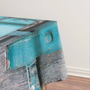 Tablecloth Blue Wood Barn Door Boots Country Rusti