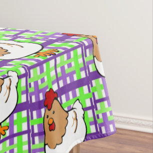 Tablecloth Chicken Purple Green Plaid