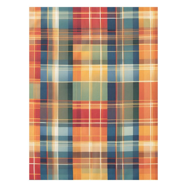 Tablecloth Colourful Fall Thanksgiving Plaid Print (Front)