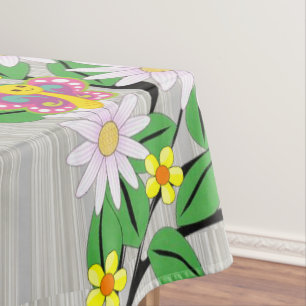 Tablecloth Colourful Flowers Floral ButterflyStrip