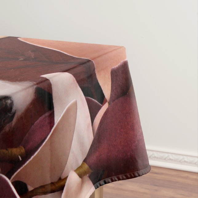 Tablecloth Cotton Branch on Dark Wood Stem Country (In Situ)