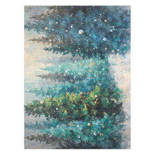 Tablecloth Green Christmas Trees Winter Forest