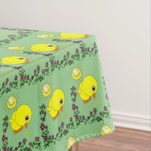 Tablecloth Green Yellow Chick Floral