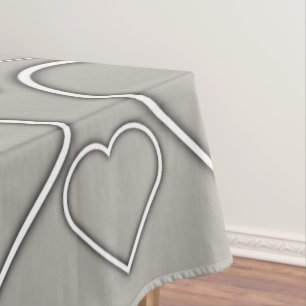 Tablecloth Grey & White Hearts