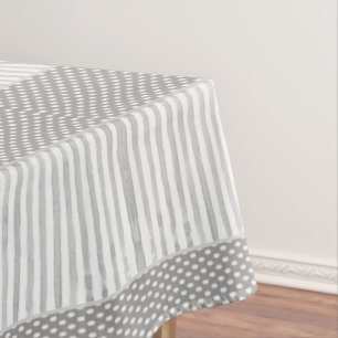 Tablecloth Grey White Stripe Polkadot