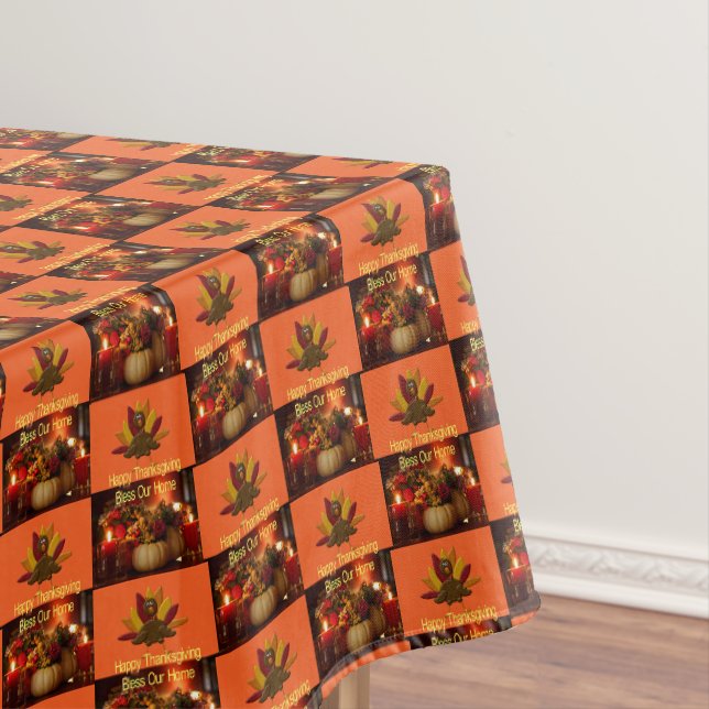 Tablecloth Happy Thanksgiving Bless Our Home (In Situ)