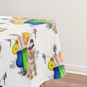 Tablecloth Kitten Drinks Fairy