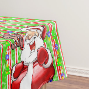 Tablecloth, Merry Christmas Stripe Teddy Bear Tablecloth