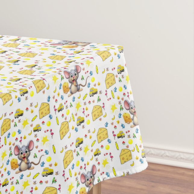 Tablecloth Mouse Yellow Cheese Stars Trucks Cat  (In Situ)