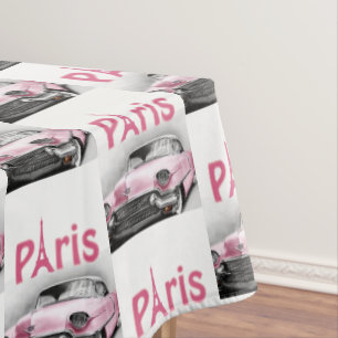 Tablecloth Paris France Pink Car