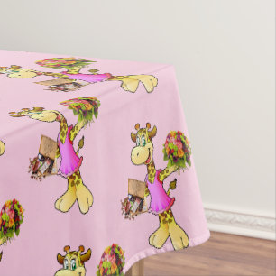 Tablecloth Pink Giraffe Floral