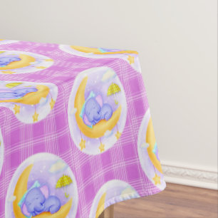Tablecloth Purple Plaid Elephant