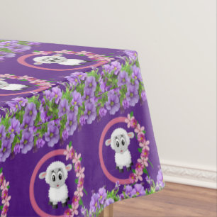 Tablecloth Purple White Sheep Floral