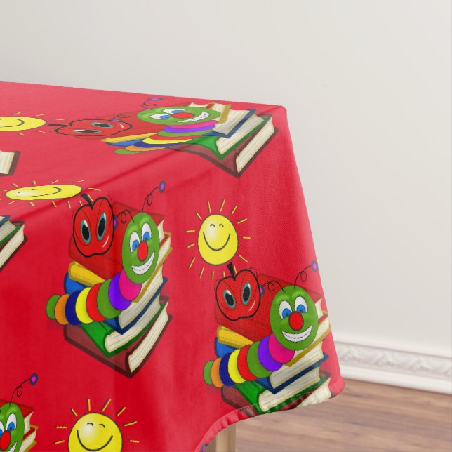 Tablecloth Red Bookworm Books Apple (In Situ)