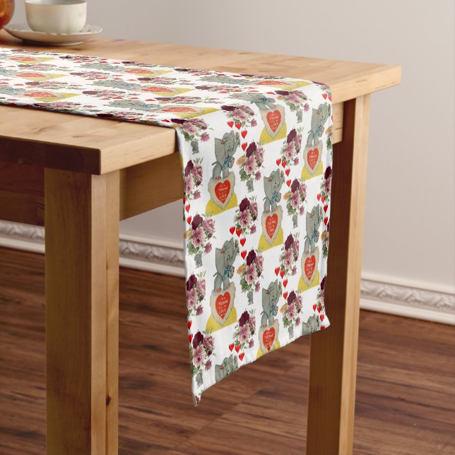 Tablecloth Runner Valentines Elephant (In Situ)