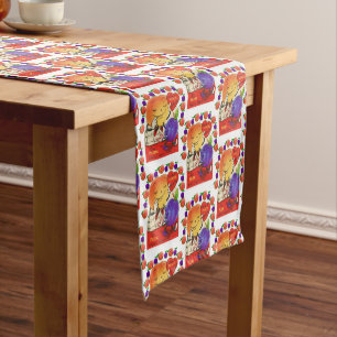 Tablecloth Runner Valentines Peaches Plums