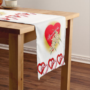 Tablecloth Runner Valentines Vintage