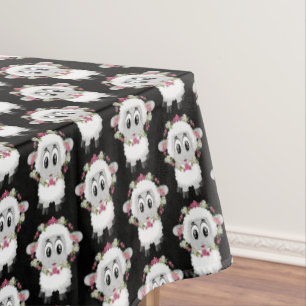 Tablecloth Sheep Floral Black