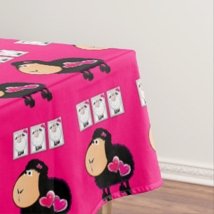 Tablecloth Sheep Pink Hearts