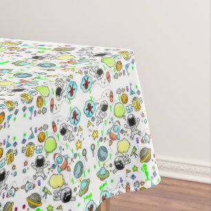 Tablecloth Spaceships Aliens Stars