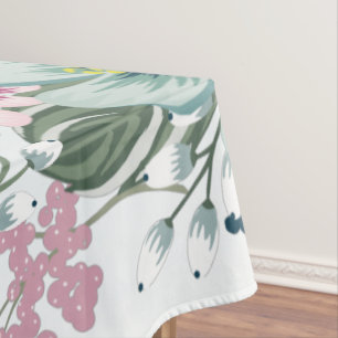 Tablecloth Tropical Flowers on Blue Ombre