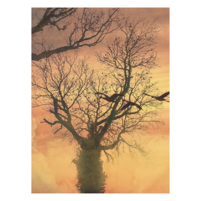 Tablecloth Twisted Autumn Tree At Sunset (Front)
