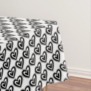 Tablecloth Valentine's Day Black Hearts