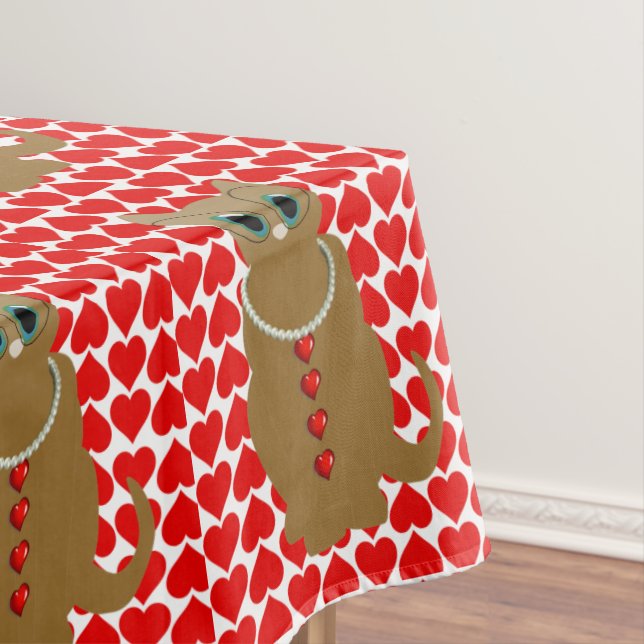 Tablecloth Valentine's Day Cat (In Situ)