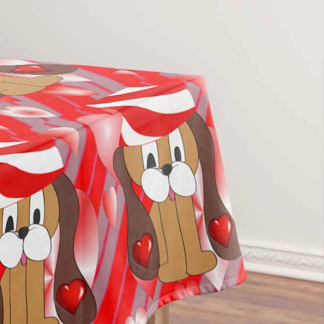 Tablecloth Valentine's Day Dog (In Situ)