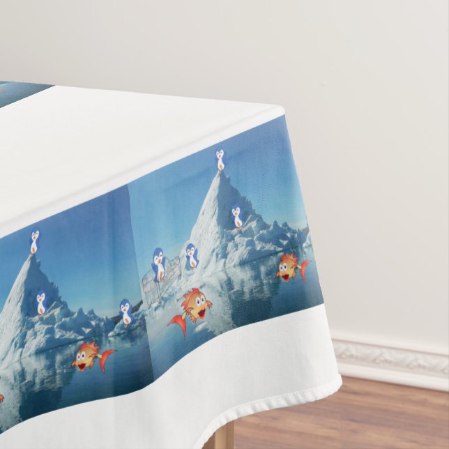 Tablecloth Valentine's Day Penguin (In Situ)