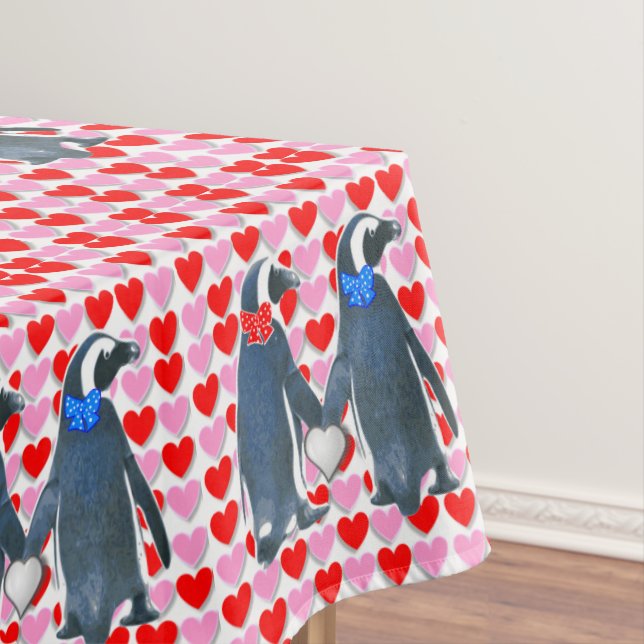 Tablecloth Valentine's Day Penguin (In Situ)