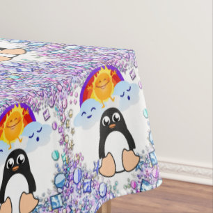 Tablecloth Valentine's Day Penguin Hearts