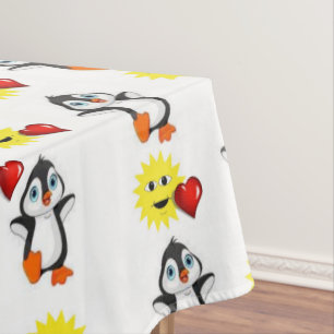 Tablecloth Valentine's Day Penguin Hearts