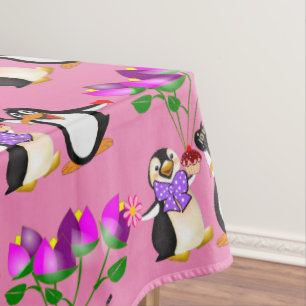 Tablecloth Valentine's Day Penguin Hearts