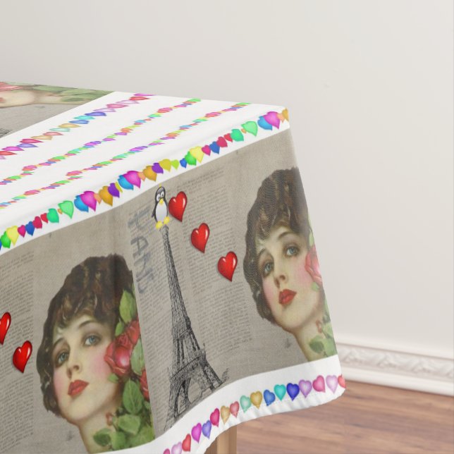 Tablecloth Valentine's Day Penguin Hearts (In Situ)