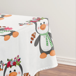 Tablecloth Valentine's Day Penguin Hearts