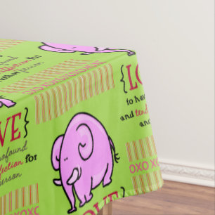 Tablecloth Valentine's Day Pink Elephant Love