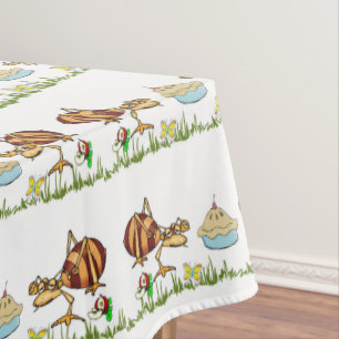 Tablecloth White Ants Apple Pie Butterfly Floral
