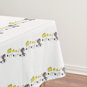 Tablecloth White Cheese Mouse Hearts Yellow