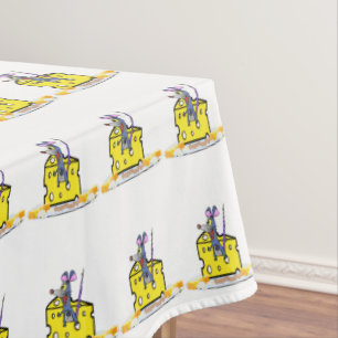 Tablecloth White Cheese Yellow Mouse