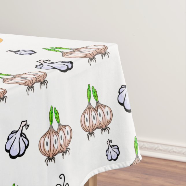 Tablecloth White Onions, Garlic Soup Cooking (In Situ)
