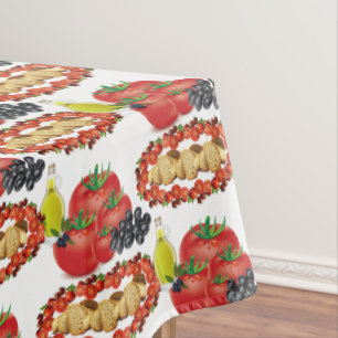 Tablecloth White Tomato Olive Oil Bread