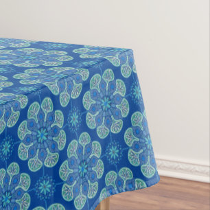 Tablecloth with blue and green medallions