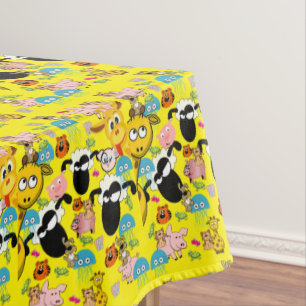 Tablecloth Yellow Giraffe Elephant Pig Dog