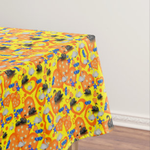 Tablecloth Yellow Orange Hearts Swan