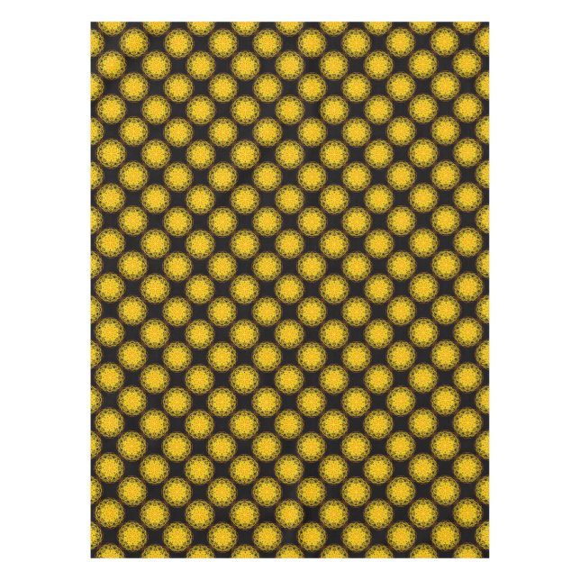 Tablecloth, Yellow Orange Kaleidoscope Flower Tablecloth (Front)