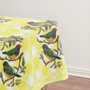 Tablecloth Yellow Plaid Bird