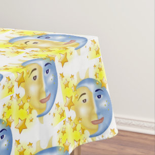 Tablecloth Yellow Sun Blue Moon Yellow Stars
