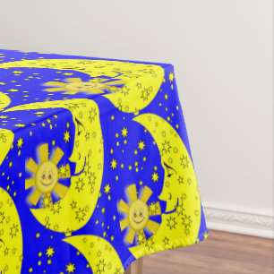Tablecloth Yellow Sun Moon Stars Blue